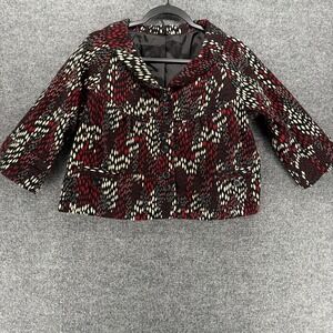 Lapis Blazer Womens M Black Red Button Up 3/4 Sleeve‎ Formal Evening Cocktail